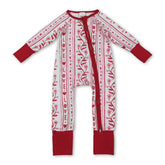 Red heart love floral baby girl zipper romper by Mini Rodeo, featuring a sweet Valentine&