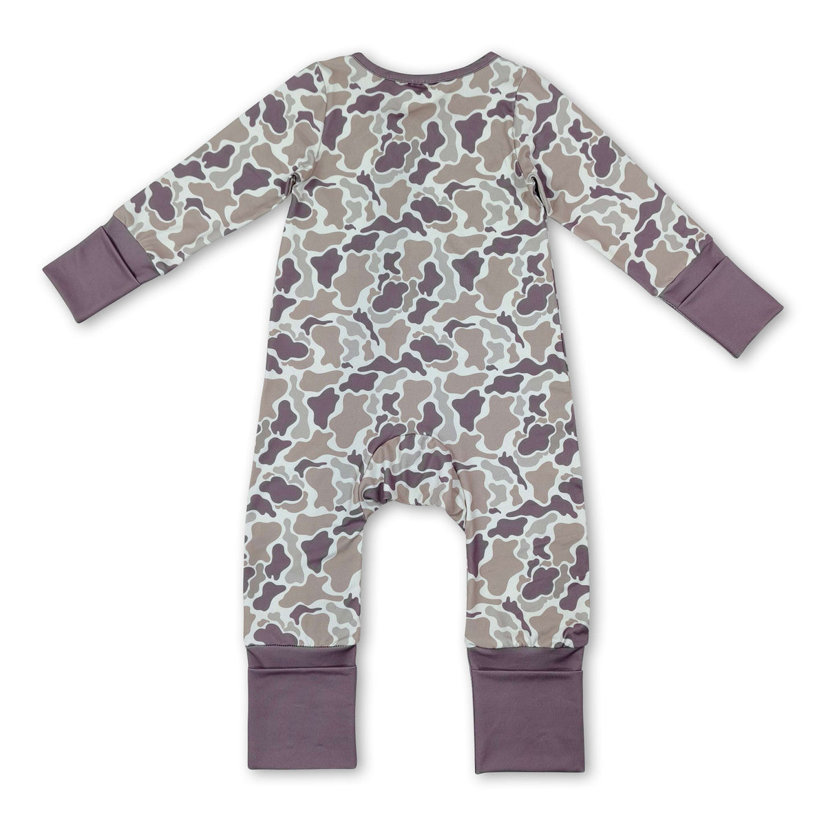 Long sleeves brown camo baby boy zipper romper