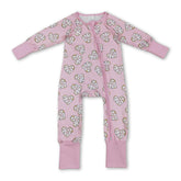 Baby girl long sleeve romper with heart donut print by Mini Rodeo, featuring a cute Valentine&