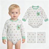 Mini Rodeo long sleeve baby boy romper with deer embroidery, pocket, and plaid design, perfect for casual wear.
