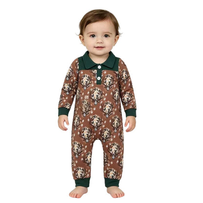 Long sleeves camo deer baby boys hunting romper