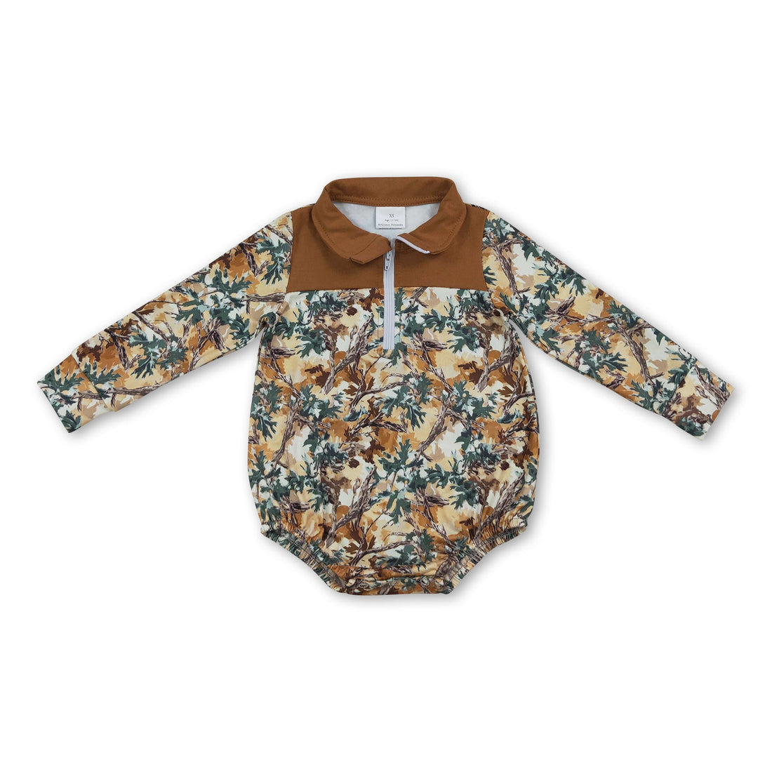 Long sleeves brown camo baby boy fall romper
