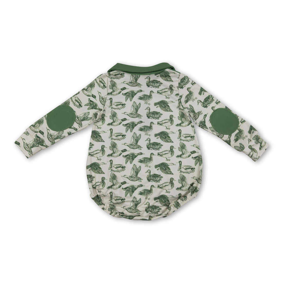 Long sleeves green duck baby boy fall romper