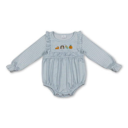 Plaid turkey pumpkin pie baby girls Thanksgiving romper