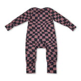 Mini Rodeo long sleeves baby boy fall zipper romper, cozy boy sleeper with zipper closure, suitable for fall weather.