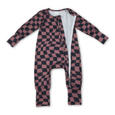 Baby boy long sleeve fall zipper romper by Mini Rodeo, featuring a cozy design and front zipper for easy dressing.