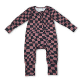 Baby boy long sleeve fall zipper romper by Mini Rodeo, featuring cozy fabric and front zipper design for comfortable wear.