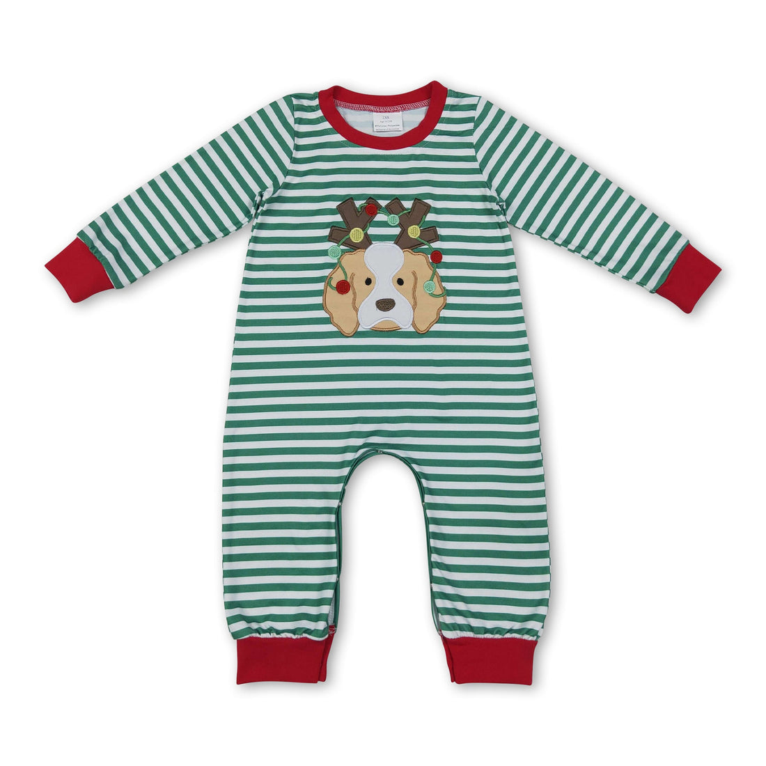 Dog Christmas lighting embroidery baby boys romper