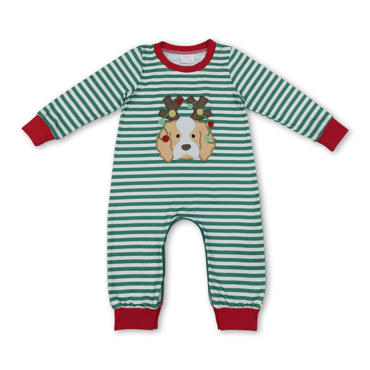 Dog Christmas lighting embroidery baby boys romper