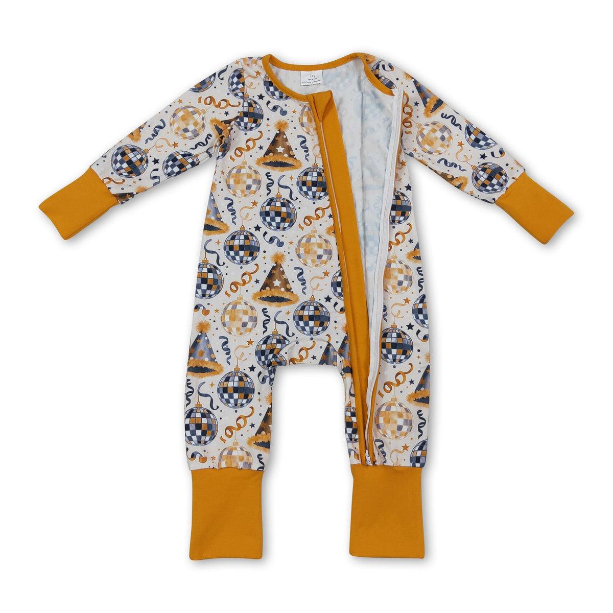 Long sleeves baby Happy New Year zipper romper