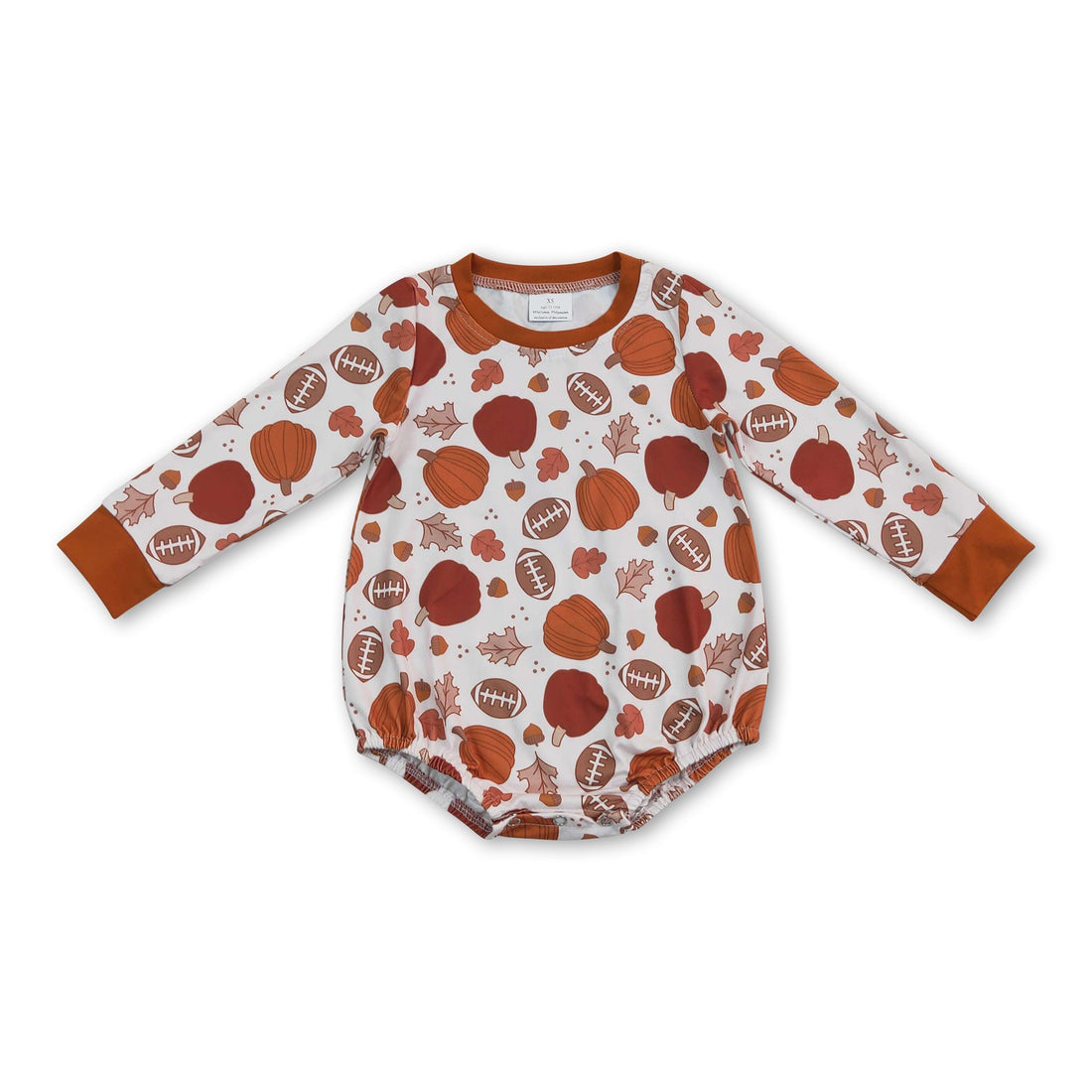 Long sleeves pumpkin football baby fall romper