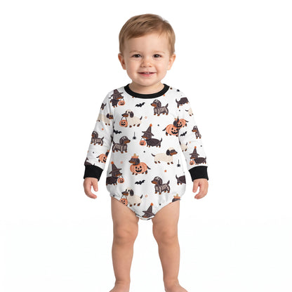 Long sleeves dog pumpkin baby Halloween romper
