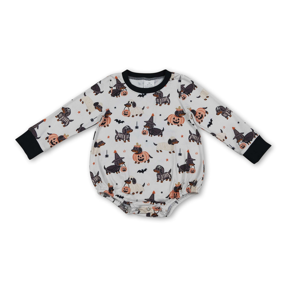 Long sleeves dog pumpkin baby Halloween romper