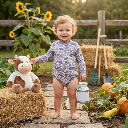 Long sleeves grey camo baby kids fall romper