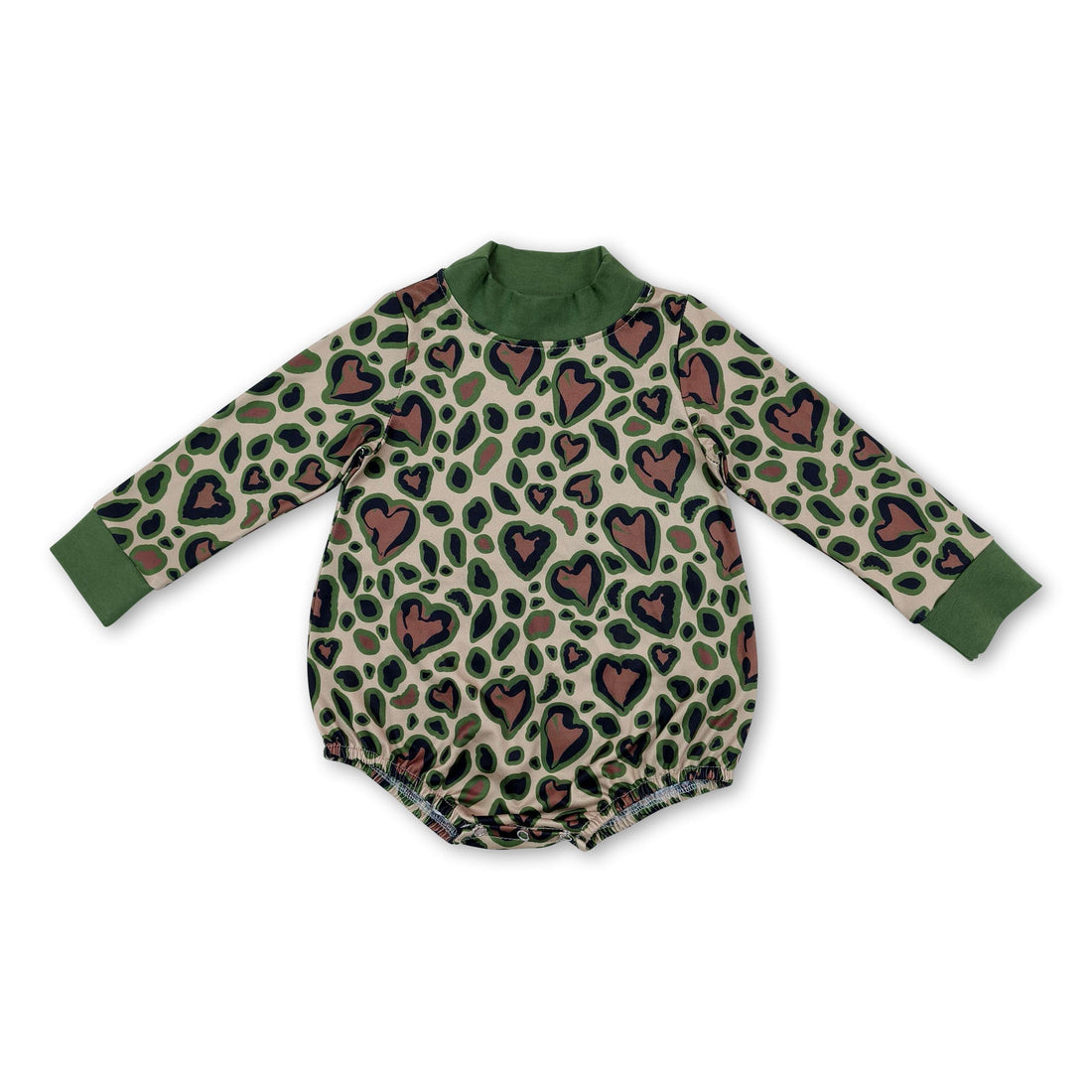 Green mock neck heart baby kids Valentine&