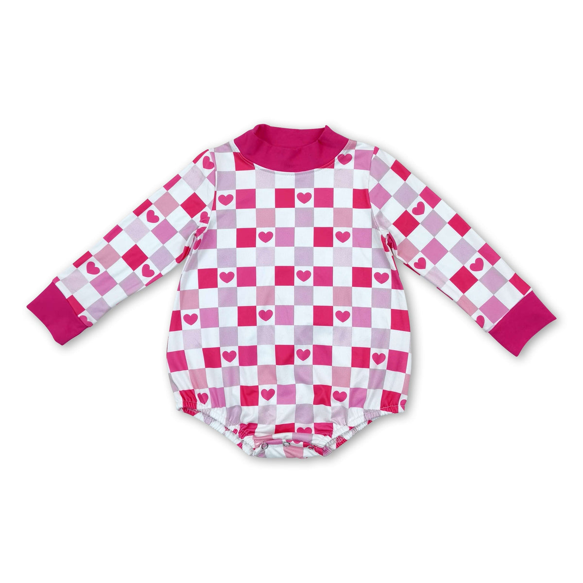 Hot pink mock neck heart baby girls Valentine&
