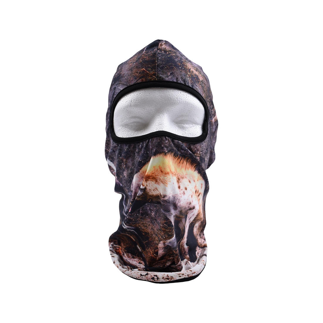 Black Last Stand Balaclava hat by Any Means Necessary Clothing, showing its snug fit and breathable fabric for cold weather protection.