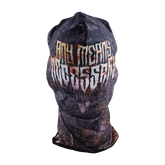 Black Last Stand Balaclava hat by Any Means Necessary Clothing, showing front view with full face coverage and snug fit.