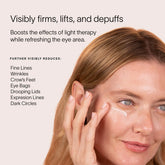 Solawave Light Therapy Boosting Eye Cream in a jar, skincare topical for reducing puffiness and brightening under-eye area.