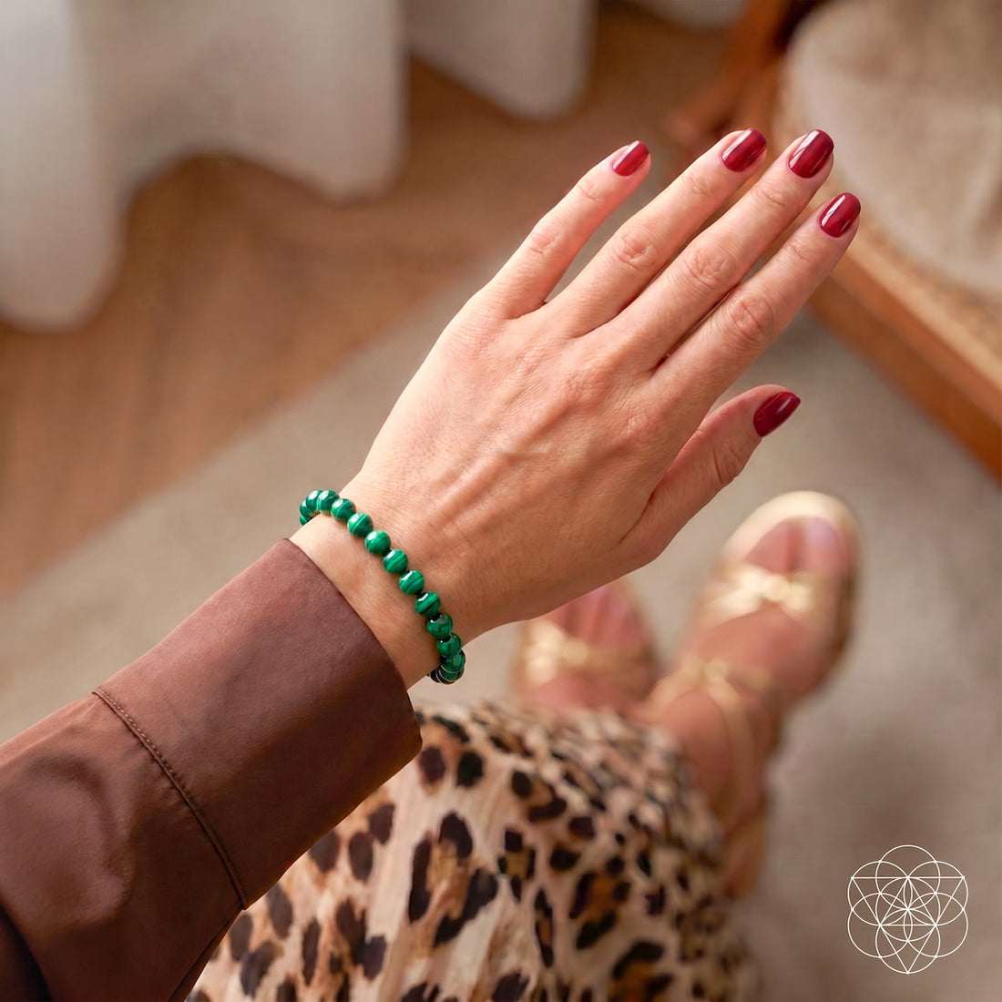 Conscious Items Anxiety Bracelet with 6mm beads, shown worn on wrist in a lifestyle setting, promoting calm and mindfulness.