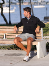 Black White Water Life Long Beach quarter zip long sleeve shirt, ultra-soft lightweight fabric, casual outdoor wear.