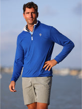 White Water Life Long Beach quarter zip long sleeve shirt in royal blue, ultra-soft and lightweight fabric, ideal for casual wear.