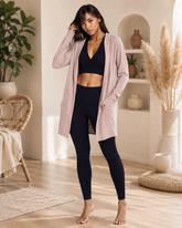 Longline cozy hooded cardigan with pockets from Fitkitty Culture, featuring a relaxed fit and soft fabric, perfect for casual wear.