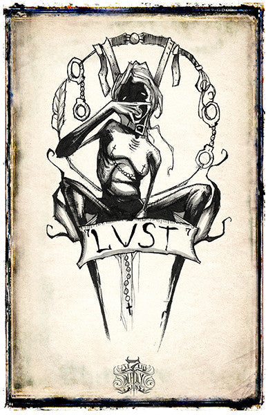 Se7en Deadly Sins poster depicting Lust in 11x17 inches, featuring dark, artistic imagery related to the sin of lust.