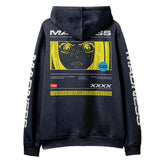 Yūjin Clothing Madness Hoodie featuring a bold graphic design and comfortable fit, shown on a model in a casual setting.