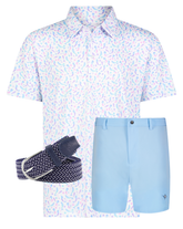 White Water Life Mermaid Polo shirt with a colorful mermaid design, showcasing vibrant aquatic-themed details.