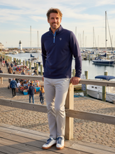 White Water Life Seaport Pants in navy and grey, casual pants with a relaxed fit and classic design, suitable for outdoor wear.