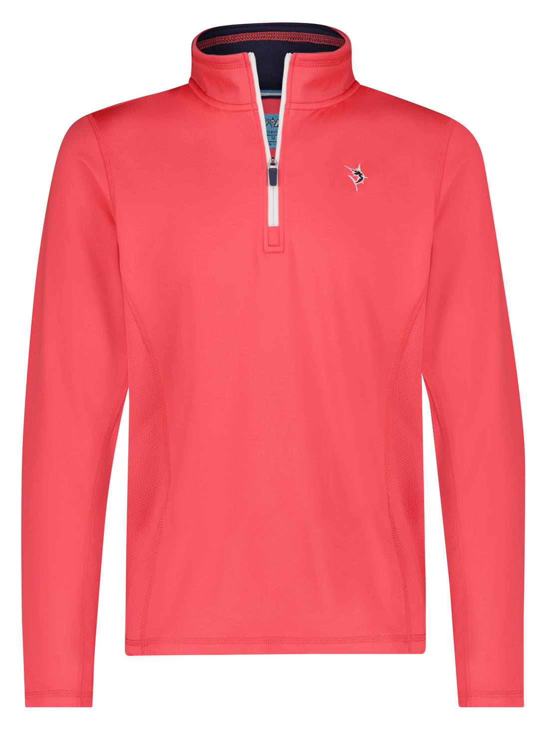 White Water Life Montauk Red Quarter Zip Midweight Comfort shirt, front view showing soft fabric and quarter zip design.