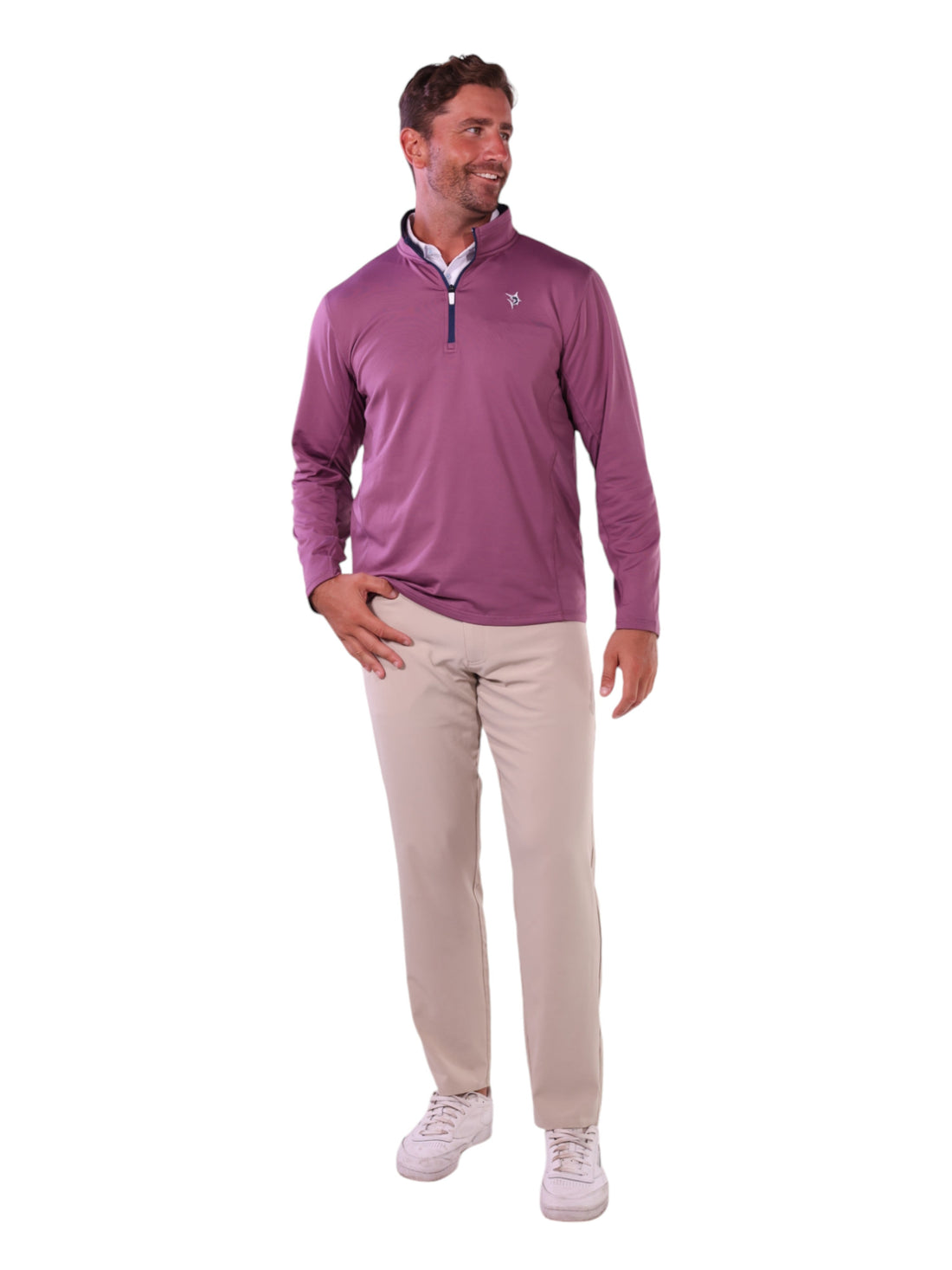 White Water Life Montauk quarter zip midweight comfort shirt in burgundy, featuring a relaxed fit and soft fabric.