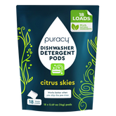 Puracy dishwasher detergent pods in a white container, showcasing the cleaning pods used for dishwasher dishwashing.