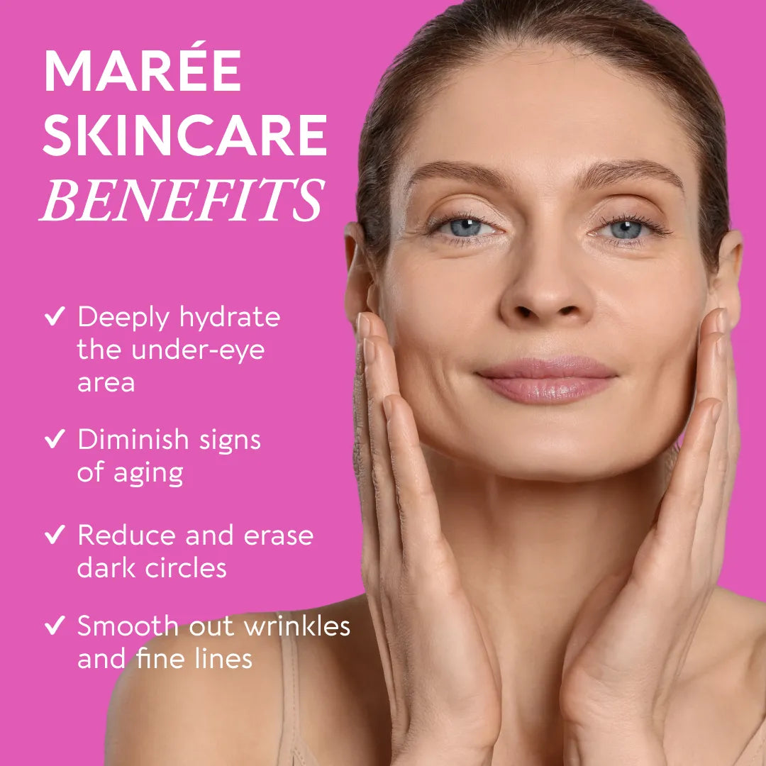 Maree eye patches for puffy eyes, showing soothing gel patches designed to reduce puffiness and refresh the under-eye area.