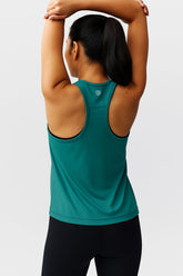 Goal Five Mesh It To Me Training Tank in malachite with breathable mesh fabric and sleeveless design for active workouts.