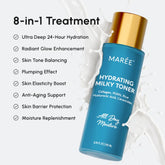 Maree Milky Rice Hydrating Toner bottle with white and soft pink label, showcasing its gentle, hydrating skincare formula.