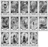 Minor Arcana Swords tarot card from Any Means Necessary Clothing Tarot Deck, showing detailed sword imagery and symbolic design.