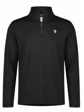 Black White Water Life Montauk quarter zip midweight comfort shirt, showing the soft fabric and quarter zip collar.