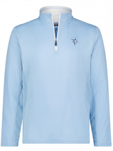 White Water Life Montauk quarter zip in pale blue, midweight comfort fleece with a half-zip front and relaxed fit.