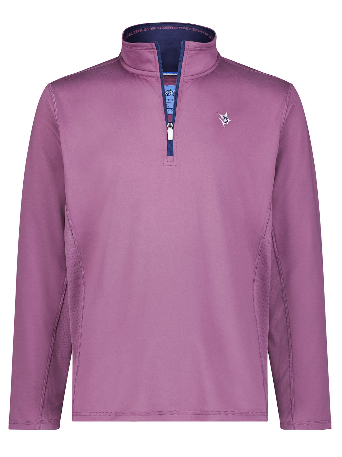 White Water Life Montauk quarter zip in plum, midweight comfort, showcasing the soft fabric and stylish collar.