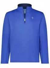 Royal blue White Water Life Montauk quarter zip midweight comfort sweater, showing the front view with a zipper and collar.
