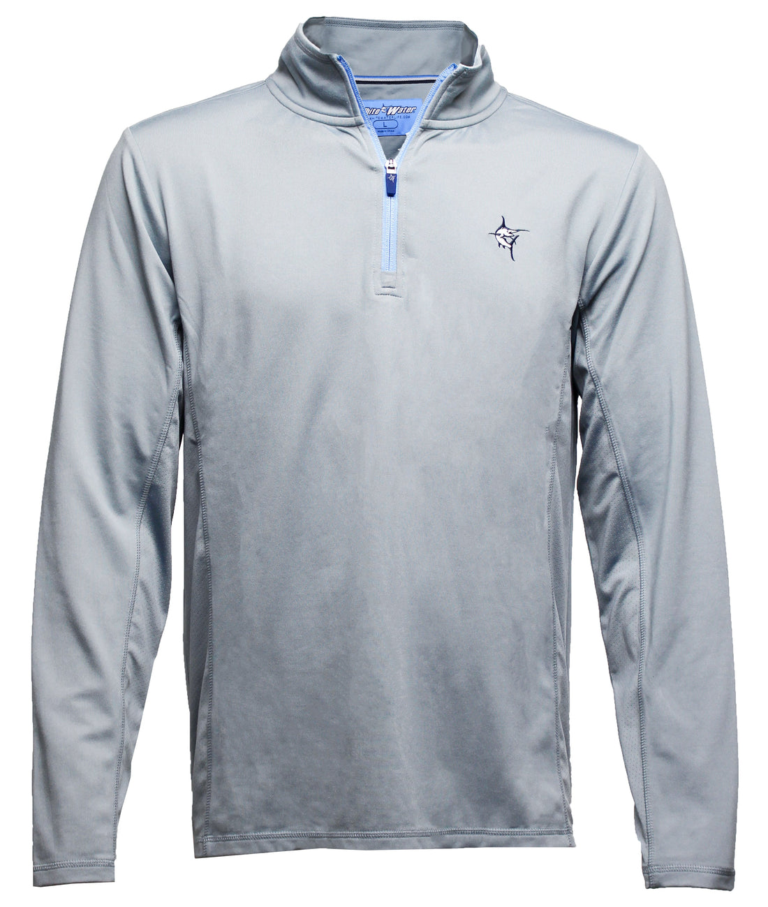 White Water Life Montauk Quarter Zip Midweight Comfort, navy quarter zip pullover with stand collar and soft fabric.