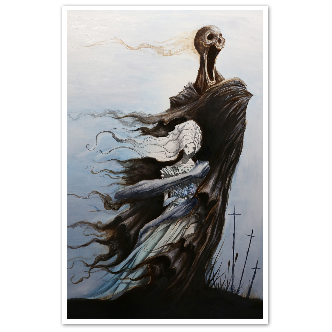 Mourning Death print poster by Any Means Necessary Clothing featuring dark, somber artwork on 11x17 inch paper.