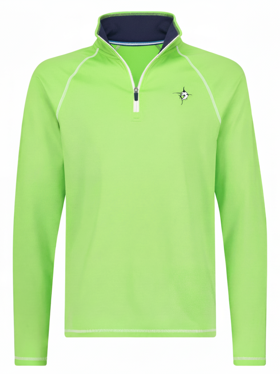 White Water Life New Harbor green quarter zip pullover, lightweight and comfortable, with a relaxed fit and quarter-length zipper.