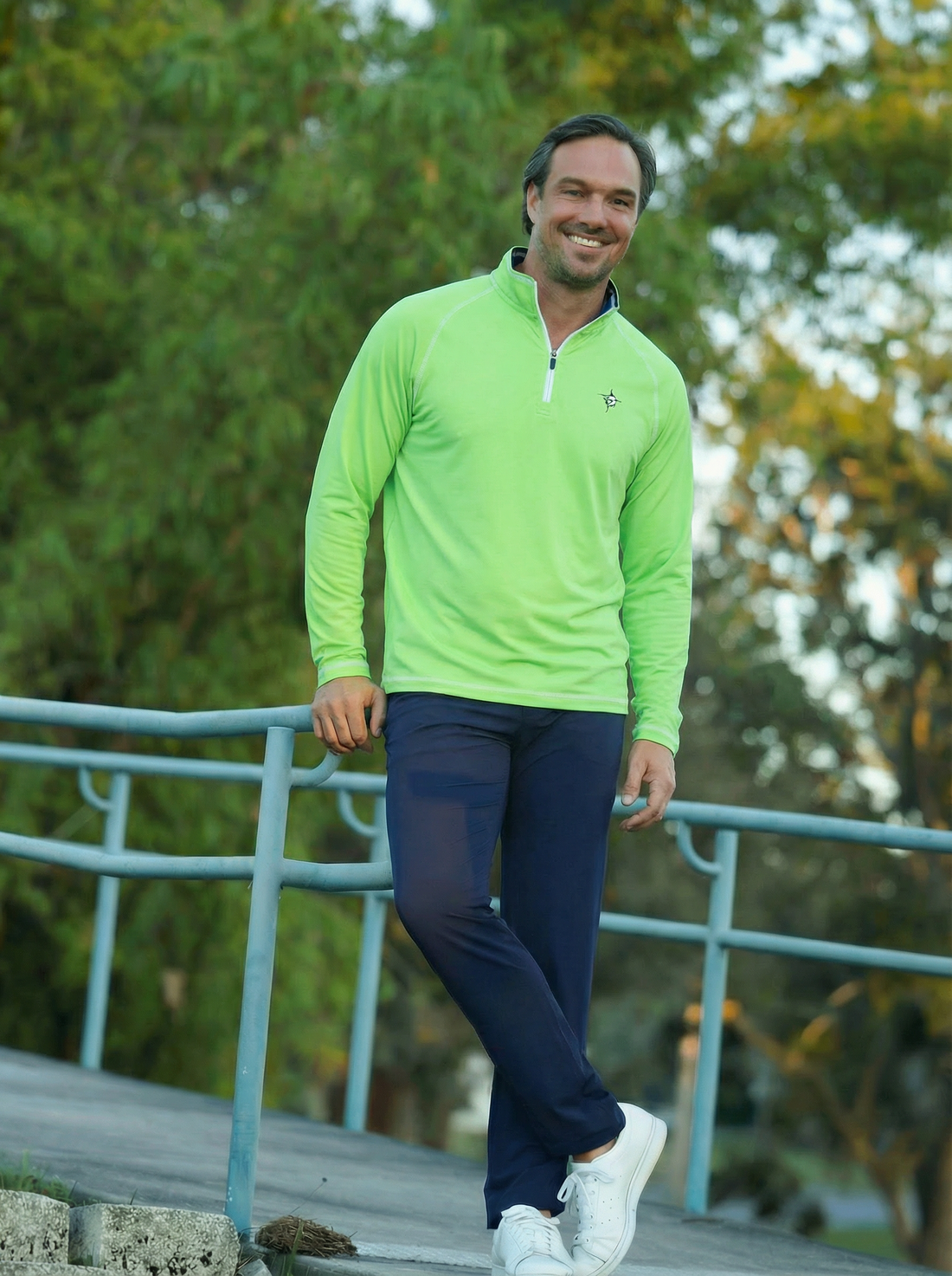 Green White Water Life Harbor quarter zip sweatshirt with a relaxed fit, ideal for casual and outdoor wear.