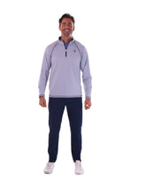 White Water Life New Harbor Quarter Zip in gray, showcasing the comfortable, casual quarter zip top with a high collar and relaxed fit.