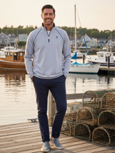 Grey White Water Life quarter zip sweatshirt with a relaxed fit and collar, designed for effortless comfort.