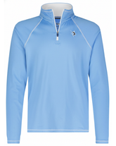 Light blue White Water Life quarter zip sweatshirt from the New Harbor Effortless Comfort collection, featuring a comfortable, casual fit.