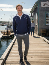 White Water Life navy quarter zip shirt from the New Harbor Quarter Zip Effortless Comfort collection, featuring a relaxed fit and soft fabric.